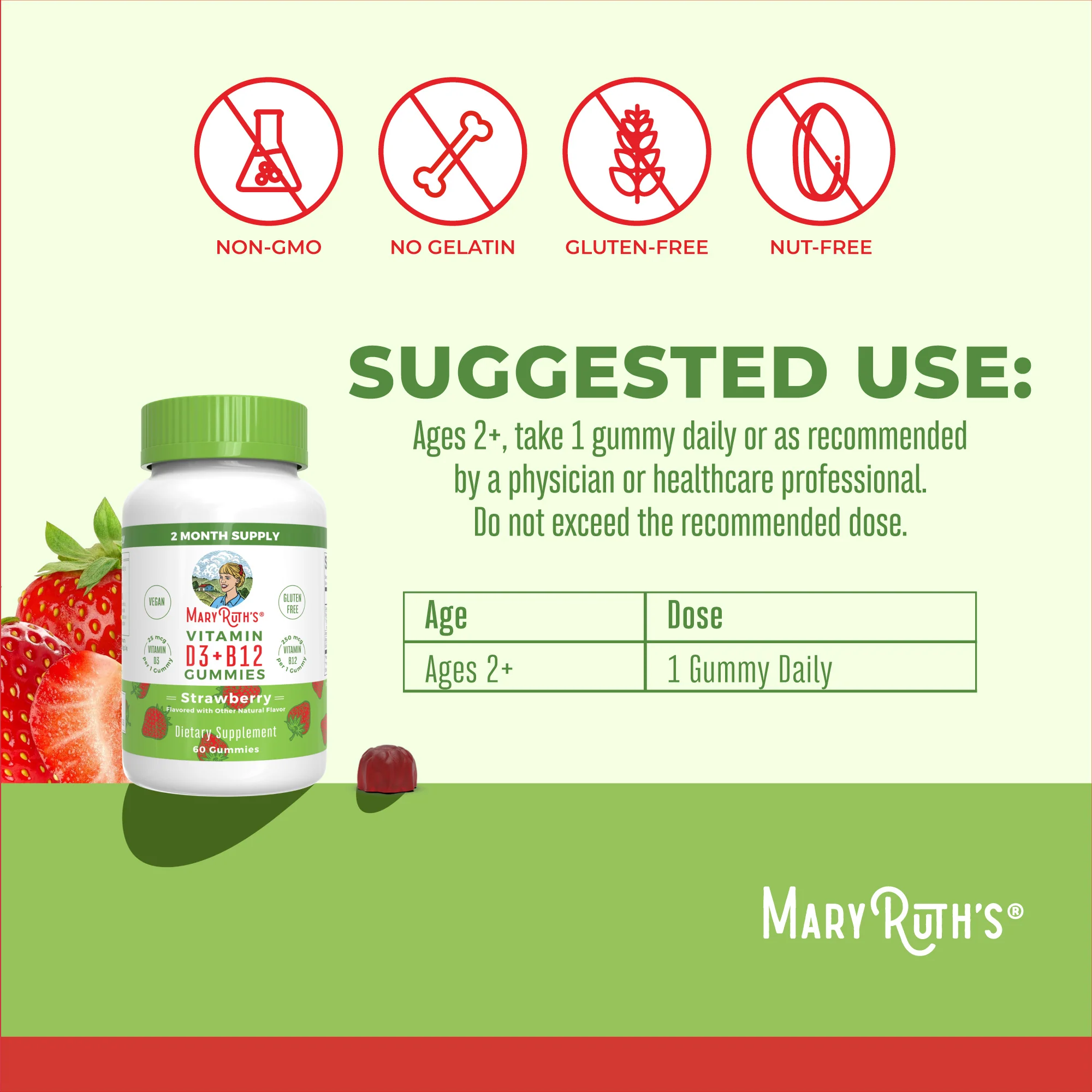 D3 + B12 Gummies (Strawberry) - Image 3