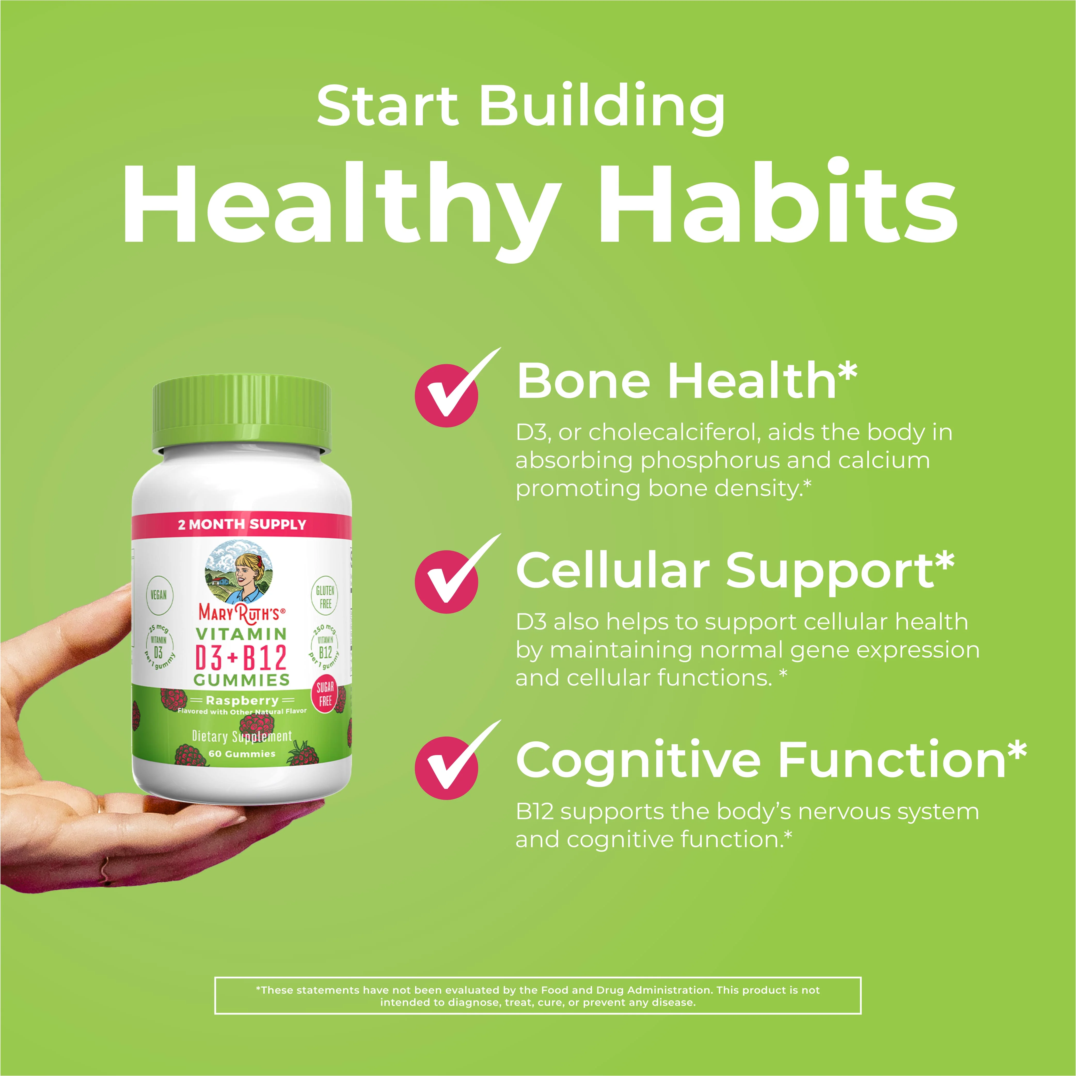 Sugar-Free D3 + B12 Gummies (Raspberry) - Image 5
