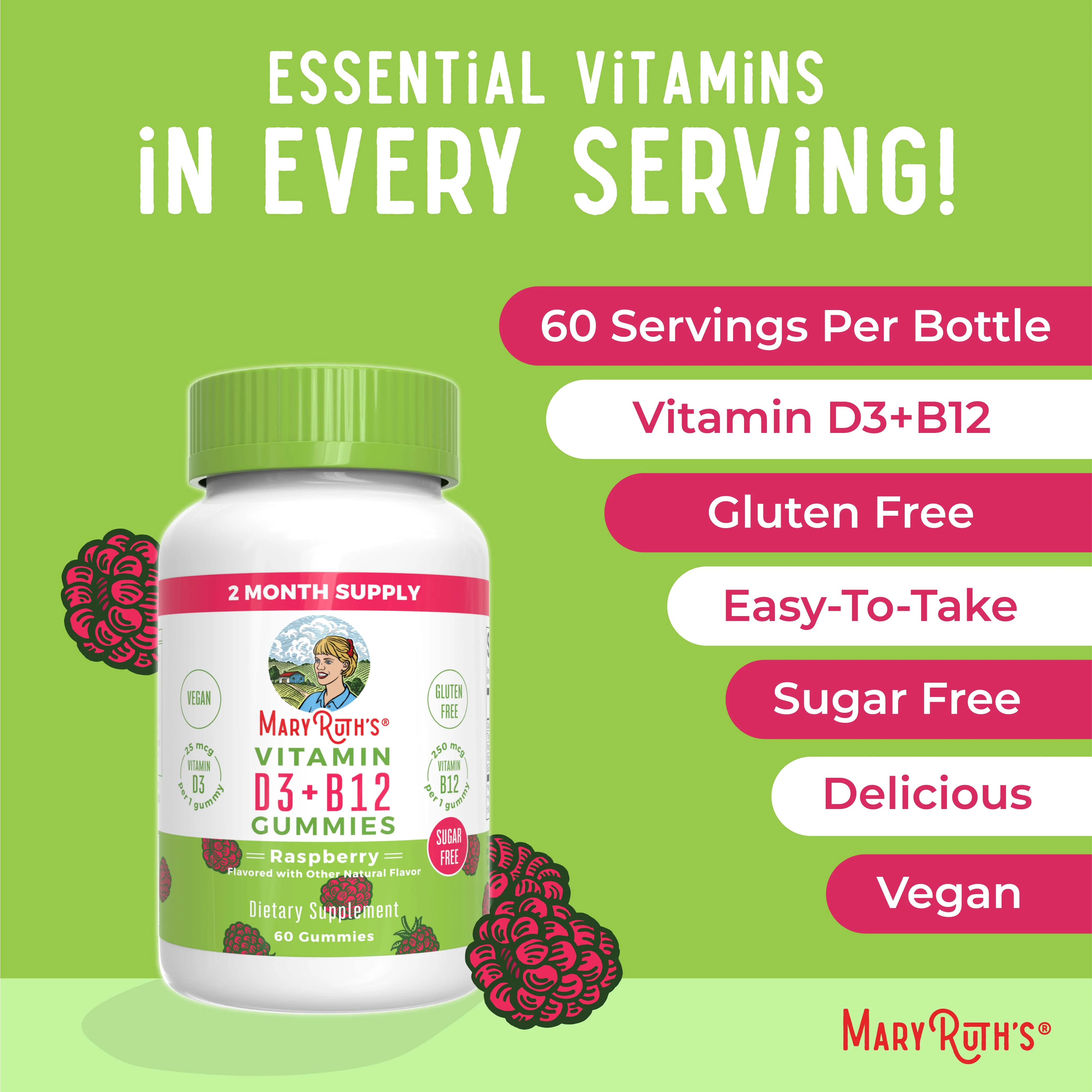 Sugar-Free D3 + B12 Gummies (Raspberry) - Image 7