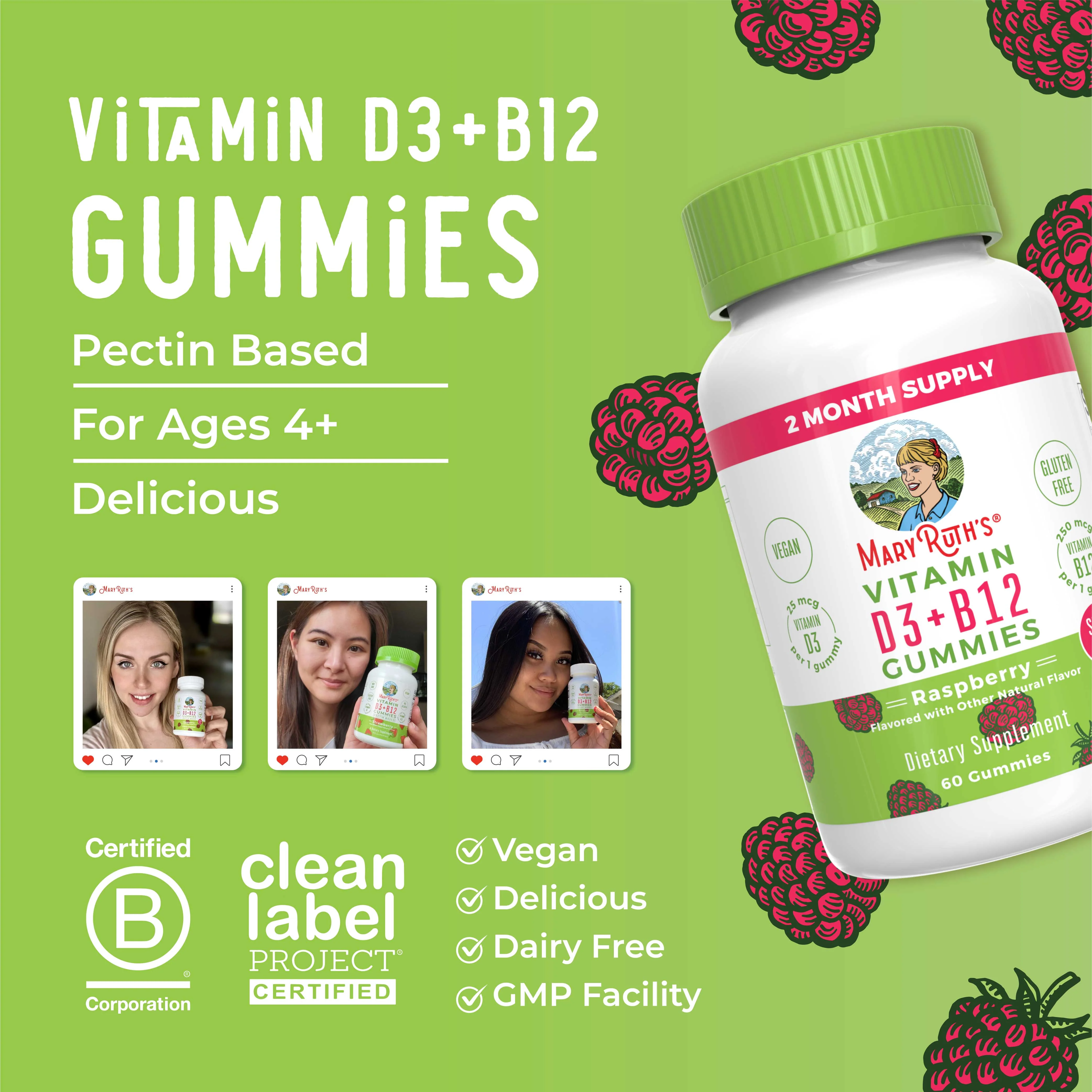 Sugar-Free D3 + B12 Gummies (Raspberry) - Image 8